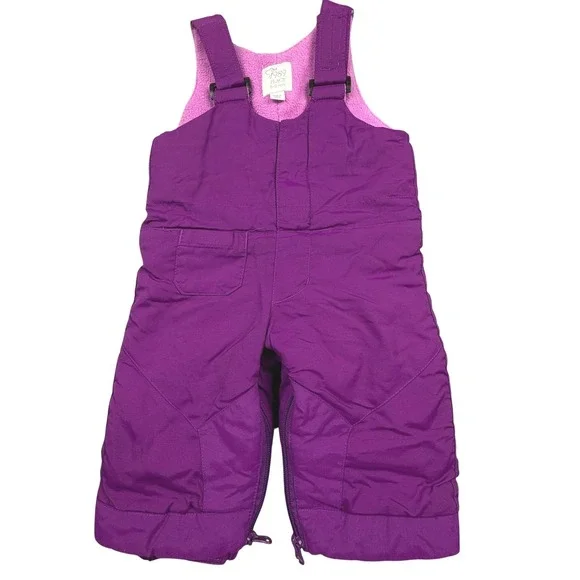 The Children's Place Purple Fleece Lined Snow Bib‎ Overalls 6-9 Mo. Cold Gear