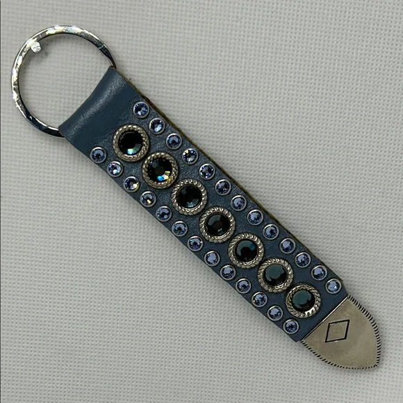 Blue Keychain with Silver and Blue Accents