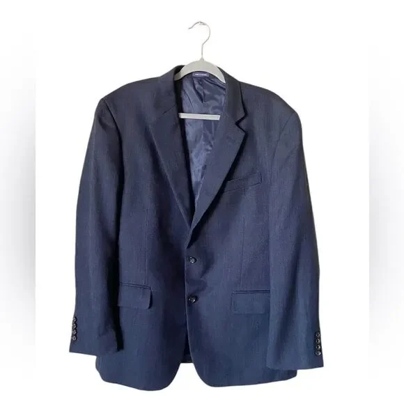 Stafford Merino Wool Dark Blue Blazer Classic Size 44L