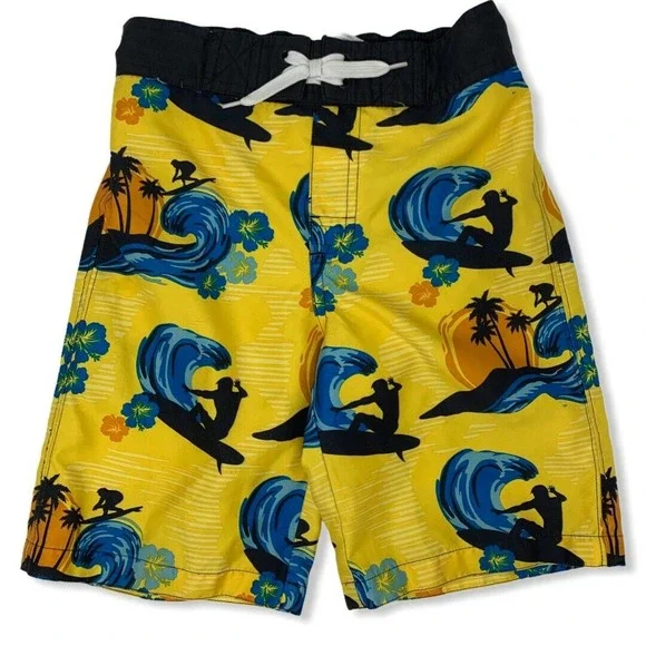 Gymboree Yellow Surfer Theme Swim Trunks‎ Size 5