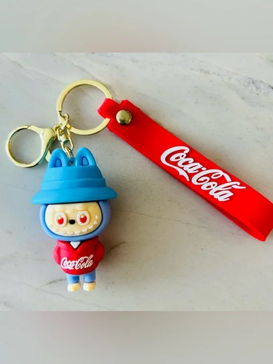 Coca Cola Blue &‎ Red Character Keyring with Branded Red Strap