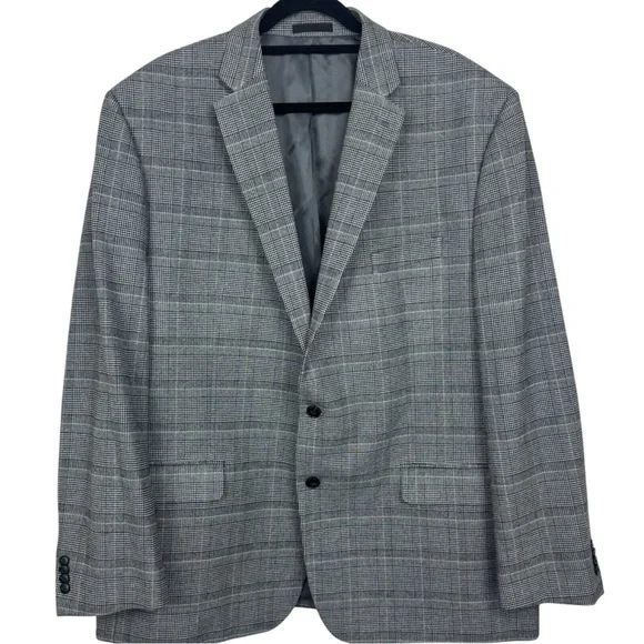 MICHAEL KORS Mens Blazer Sport Coat Two Button Jacket 50L black/white Plaid