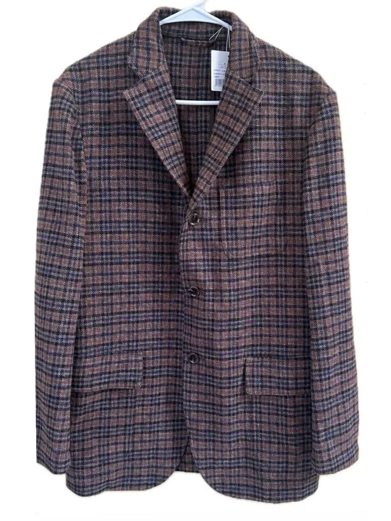 J.Press Brown Check Cotton Tweed 3 Button Sport Coat Blazer Size 40 NWT