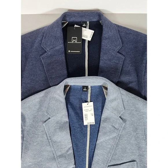 NWT Lot Michael Strahan Mens Modern Fit Knit Sport Coat Blazer Blue Grey Navy M