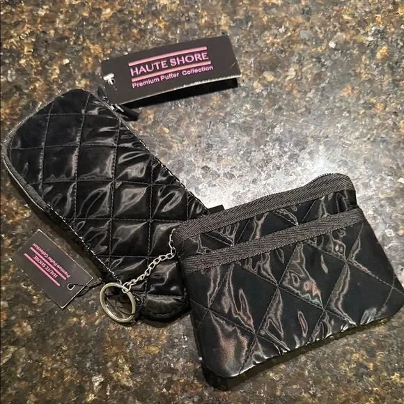 HAUTE SHORE Quilted Black Key and Card Holder & Sunglass Case - Soft NEW