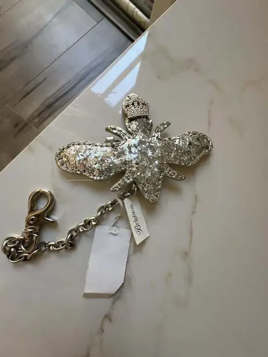 Brighton Silver Glitter Bee Keychain Purse Charm