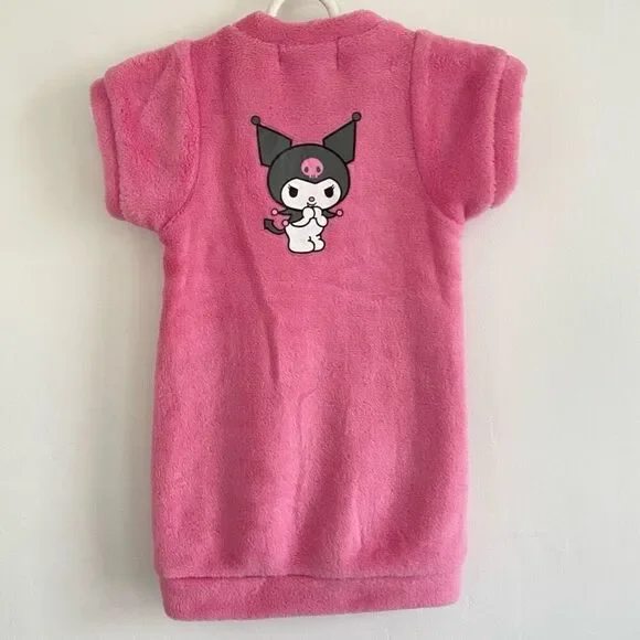Pink Kid’s Hello Kitty Kuromi Fuzzy Terry Cloth Swim Cover Up