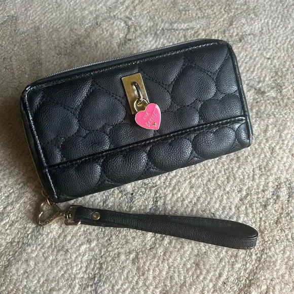 Betsey Johnson Quilted Wallet with Heart Charm
