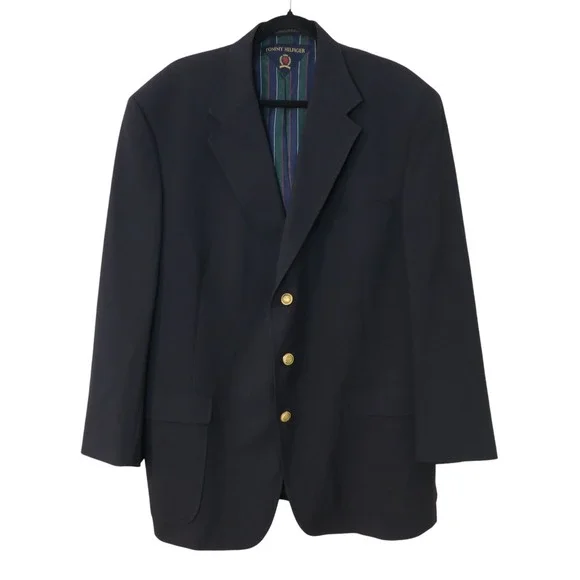 Tommy Hilfiger Sport Coat By Dillards Navy Blue Union Made‎ 1970s Vintage