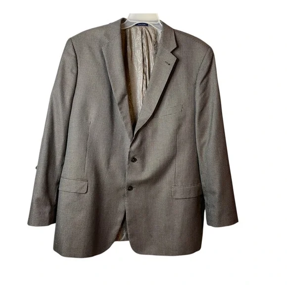 Turnbury Mens Blazer Jacket 52L Houndstooth Wool Silk Blend Paisley Lined