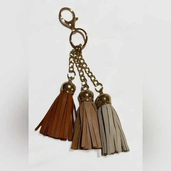 Elegant Gold and Brown Tassel Keychain B8