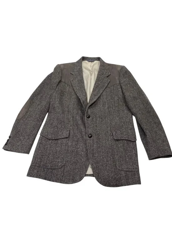 Pendleton Vtg Western-style Sport Coat, Gray Herringbone, 42L