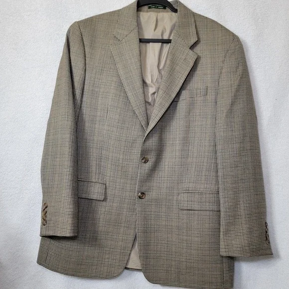 Vtg Lauren Ralph Lauren Blazer Men 44R Wool Sport Coat Tan Herringbone Tweed '98