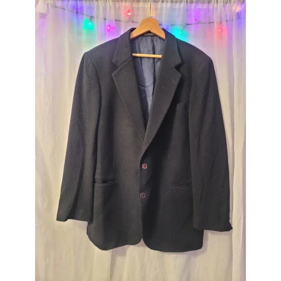 Pebble Beach Suit Blazer Jacket  Solid Black Size L42