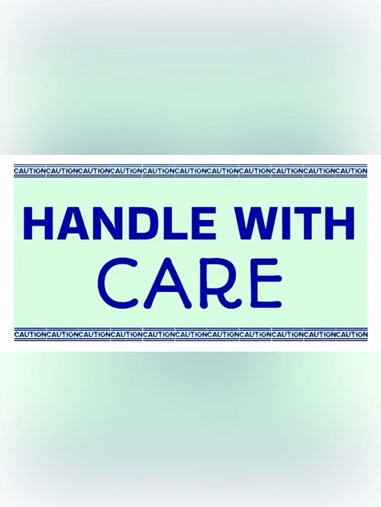 50 STICKERS 2.25” x 1.25” - “CAUTION - HANDLE WITH CARE” SHIPPING LABELS - MINT