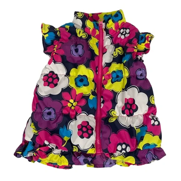 The Children’s Place Floral Puff Vest Pink Size 4T