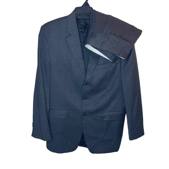 Ralph Lauren Suit Men 42L 38x30 Gray Cashmere Wool Blazer & Pleated Pants
