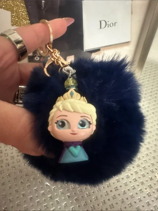 Elsa Plush Pom Keychain