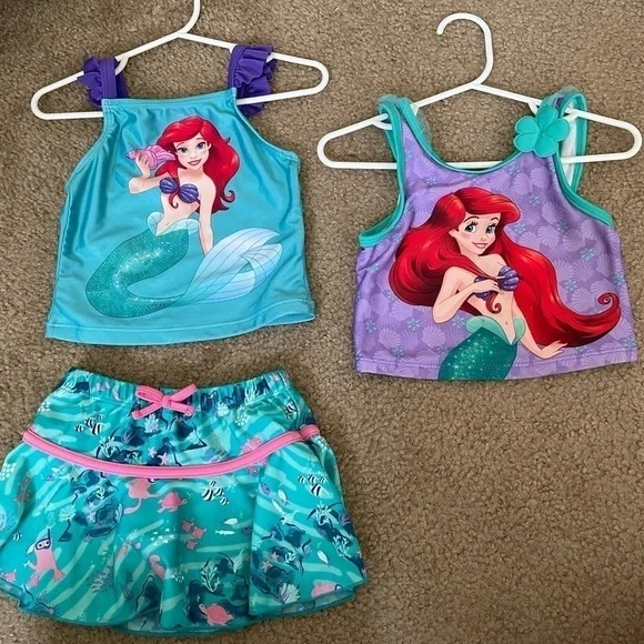 Little mermaid Disney Toddler girl 2T swimsuit with extra top