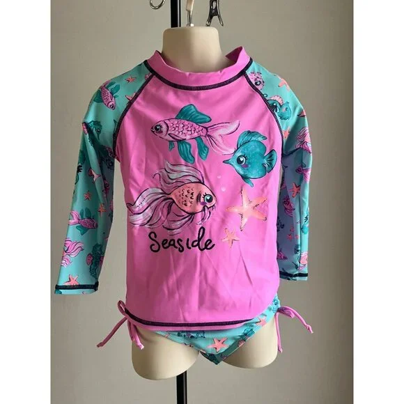New w/o tags: Girls 2 piece rash guard swimsuit size‎ 6