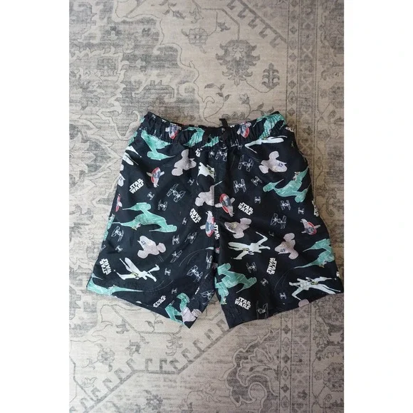 Hanna Andersson Star Wars Swim Trunks Galactic Starship Print Black Size 8 130cm