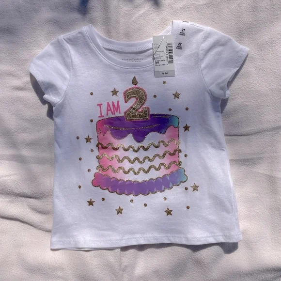 NWT The Children’s Place I am 2 sparkly birthday girl shirt size 2T