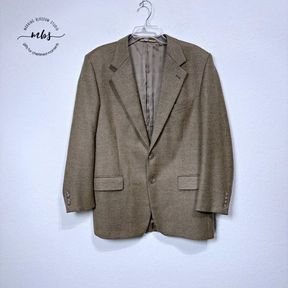Joseph Abboud Wool Cashmere‎ Blazer Tan Brown Old Money Quiet Luxury Men 40