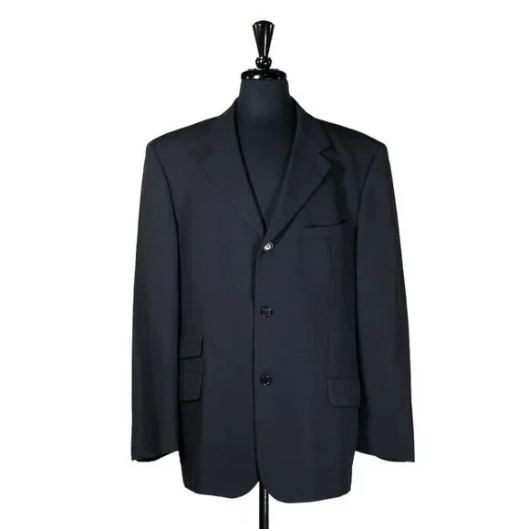 Hugo Boss Mens Blazer Blue Wool Blend 3 Button Jacket Sport Coat EU 54 US 44R