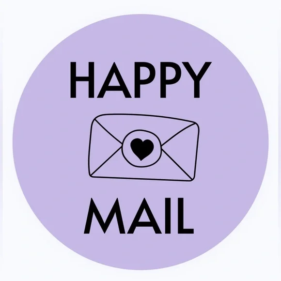 30 STICKERS - 2” ROUND - HAPPY MAIL - PURPLE