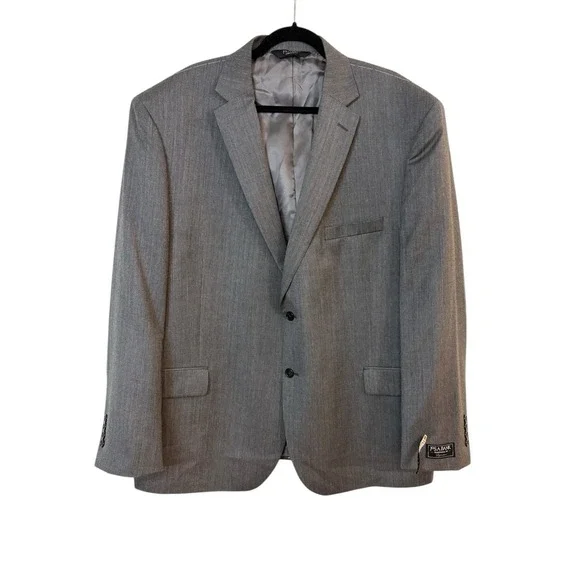 NWT‎ Jos A Bank Grey Herringbone Blazer Wool Superfine 50r Office Formal Wedding