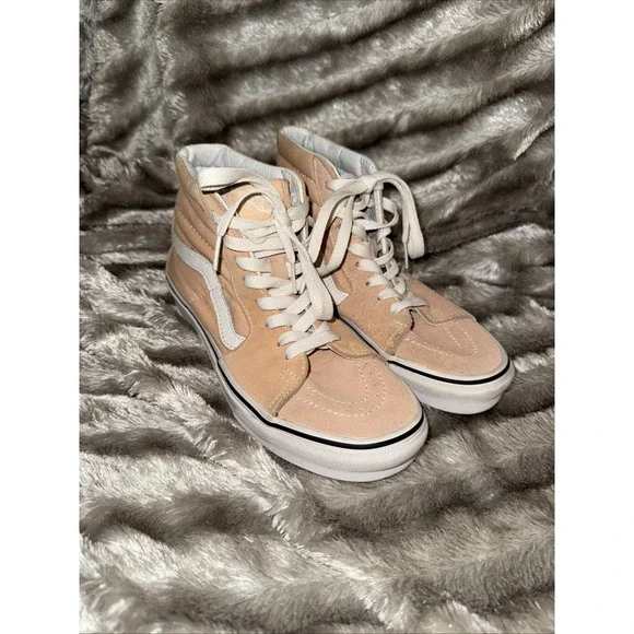 Vans Women's SK8 high topCasual Shoes Sz 6.5 Peach Suede Classic