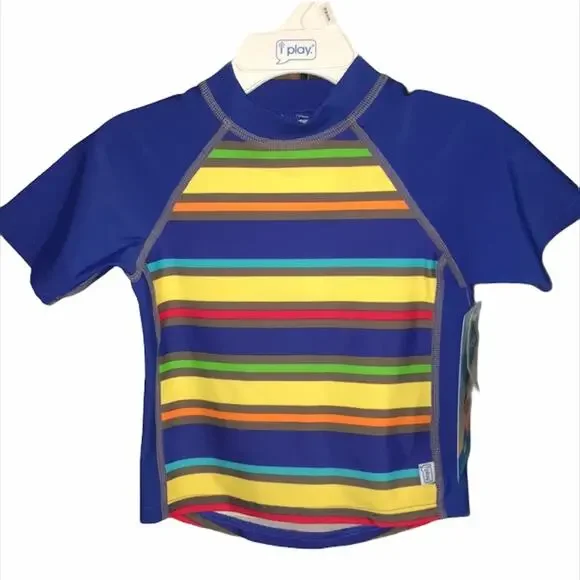I Play Striped Swim Top Size 12-18 Months Blue Yellow