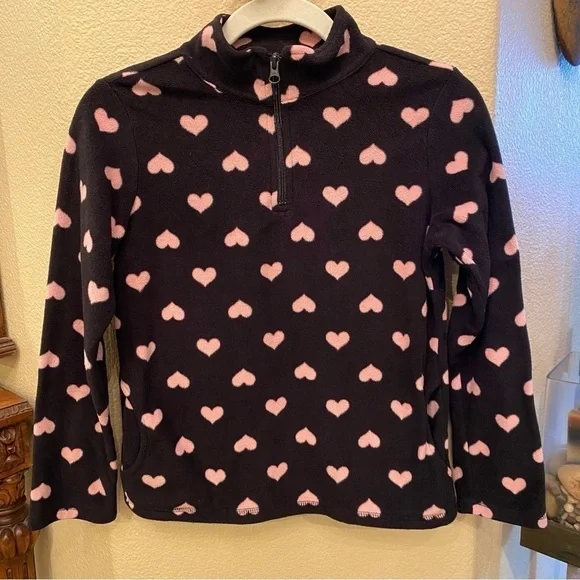 THE CHILDREN’S PLACE Girls Pink Heart 1/4 Zip Sweater Size 10/12 (L)