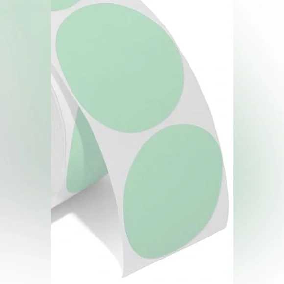 30 STICKERS - 2” ROUND - SIZE MEDIUM “M” - CLOTHING LABELS - MINT GREEN