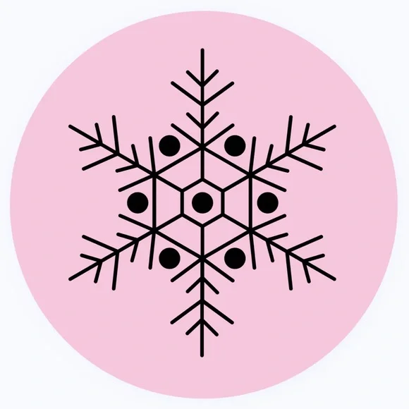 30 STICKERS - 2” ROUND - SNOWFLAKE - PINK