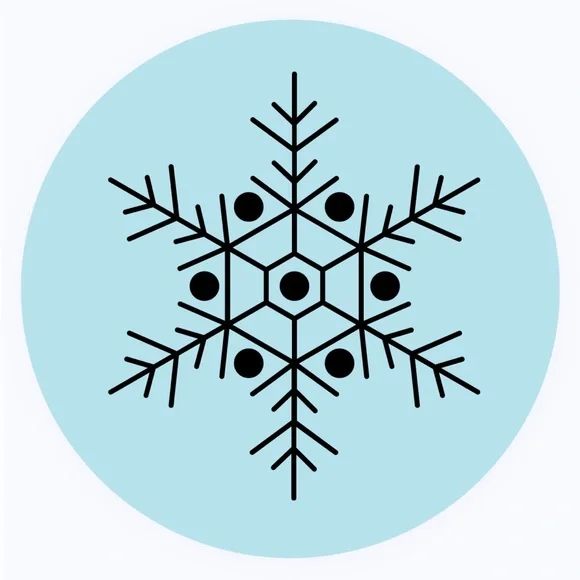 30 STICKERS - 2” ROUND - SNOWFLAKE