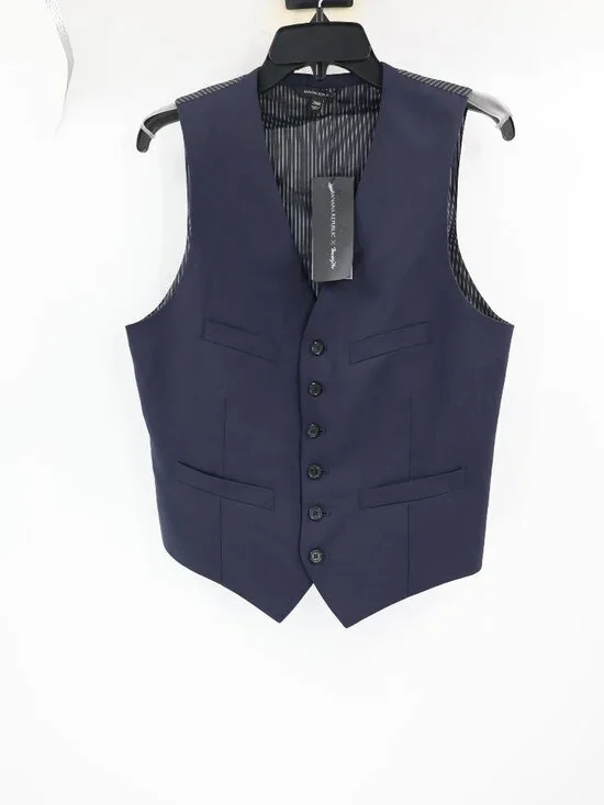 NWT Banana Republic Suit Vest Mens 38R Marzotto Wool Blend Waistcoat Blue gilet