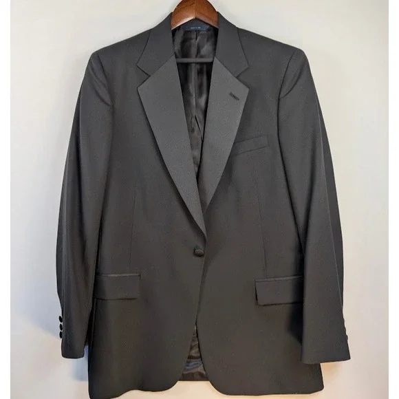 Brooks Brothers Tuxedo Jacket Mens 40L Black Brooks Ease Made in USA