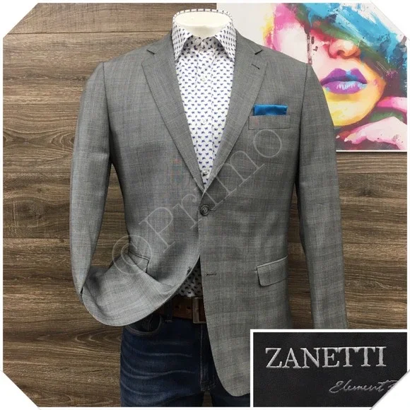 ZANETTI Mens Wool Blazer Sport Coat Casual Jacket Size 42R Classic Suit