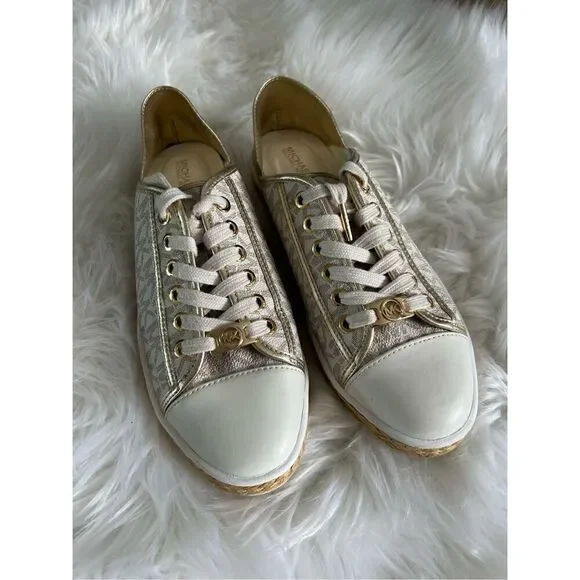 MICHAEL KORS Women's MK Signature Kristy Espadrille Flat Sneakers US Size 7M whi