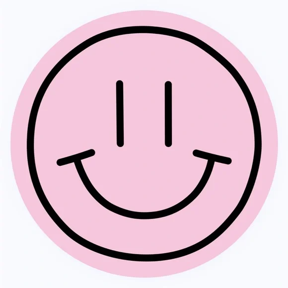 30 STICKERS - 2” ROUND - SMILEY - PINK
