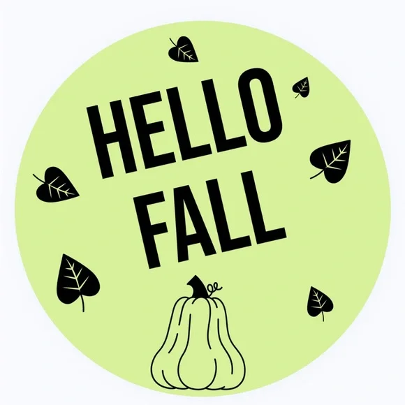 30 STICKERS - 2” ROUND - “HELLO FALL” - LIGHT BRIGHT GREEN