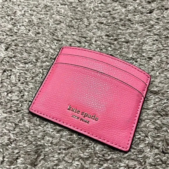 kate spade Pink Leather Card Case with Gold Logo