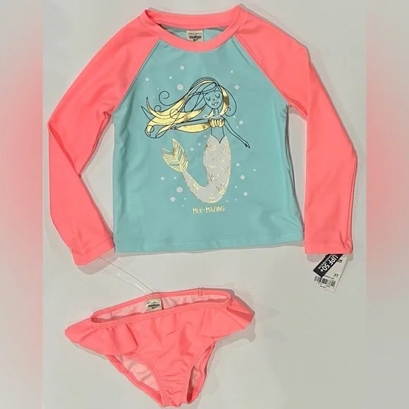 Oshkosh B’gosh - Mermaid Two-Piece Rash Guard Swimsuit Girls (Size 3T)