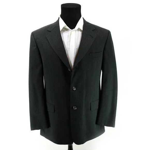 Brooks Brothers 3 Btn Suit Jacket Mens Sz 42 Regular Black Dual Vent Herringbone