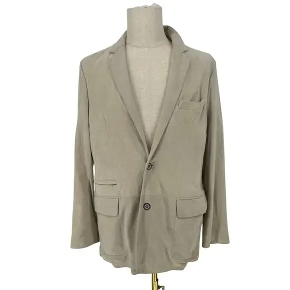 Robert Graham Casual Cream Suede Sport Coat Blazer Jacket Size 40