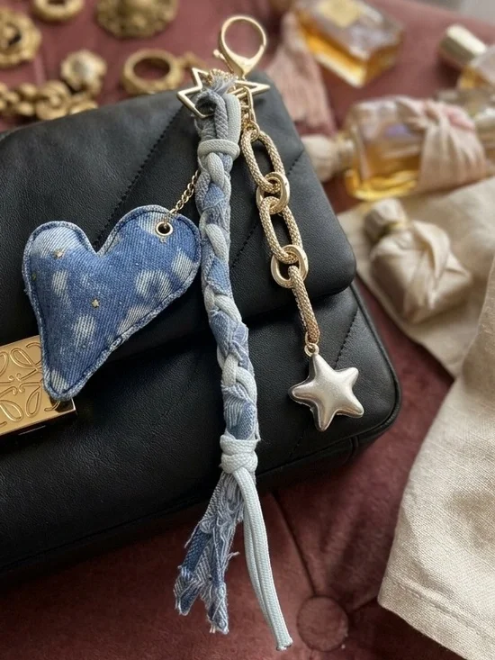 Eye Candy Denim Heart Bag Charm