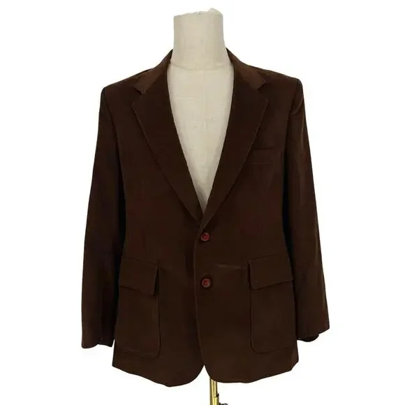 Vintage 1970s Sears Brown Corduroy Blazer Jacket Men's 44R Normcore Retro