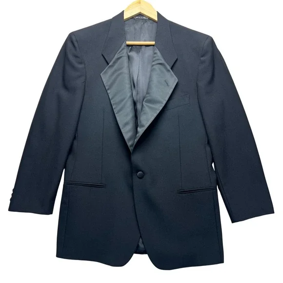 Vintage Mani by Giorgio Armani Black Wool Tuxedo Jacket Satin Peak 40R Italy