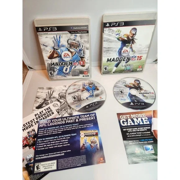 LOT of 2 Games Madden NFL 13 & NFL Madden 15- Ray Lewis PS3 Manual Tested